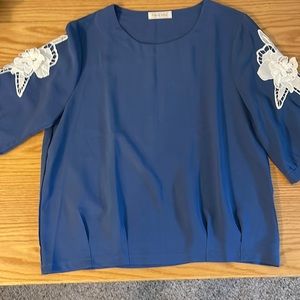 Emily John blue with floral embroidered sleeves brand new never worn